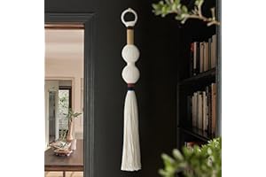 IOWER Macrame Wall Hanging Boho Decor Yarn Wall Art Small Sphericity Cotton Textile Tassel Hanging Fiber Art for Living Room Bedroom 27'' L x 2.3'' W