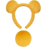 Pistha Bear Ears Headband Tail Set, Bear Costume Headband for Adults Women Men for Halloween Party Headwear Accessory