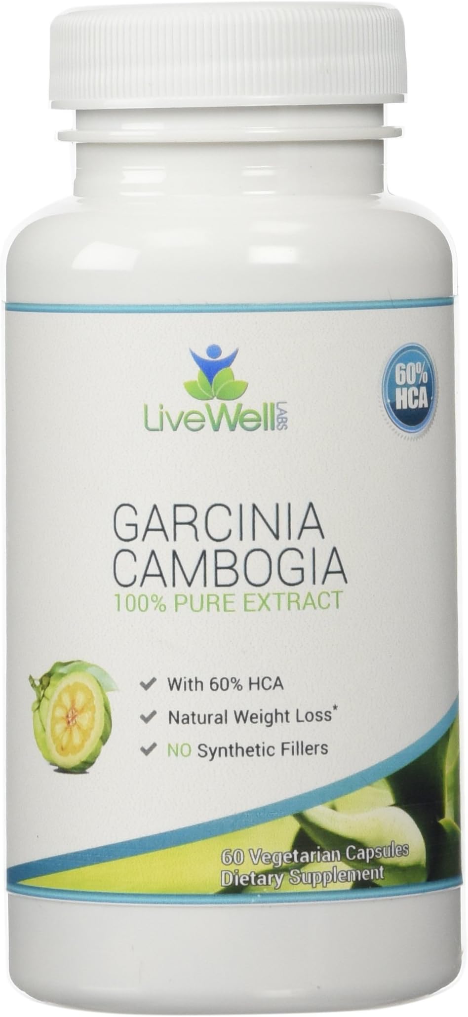 LiveWell Labs Garcinia Cambogia Extract Weight Loss Supplement 1600 mg – 1 Bottle