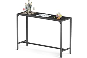ODK 47 Inch Outdoor Bar Table, Patio Counter Bar Height Table with Weather Resistant Waterproof Top for Garden, Hot Tub, Yard, Balcony, Poolside, Indoor (Black)