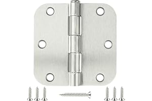 KIW 12 Pack Nickel Door Hinges Brushed Nickel Hinges for Doors 3 1/2 Interior Door Hinges Satin Nickel 3.5"x3.5 Inch Hinges Rounded 5/8" Radius Standard Residential Bedroom Door Hinge Sturdy Door Hardware