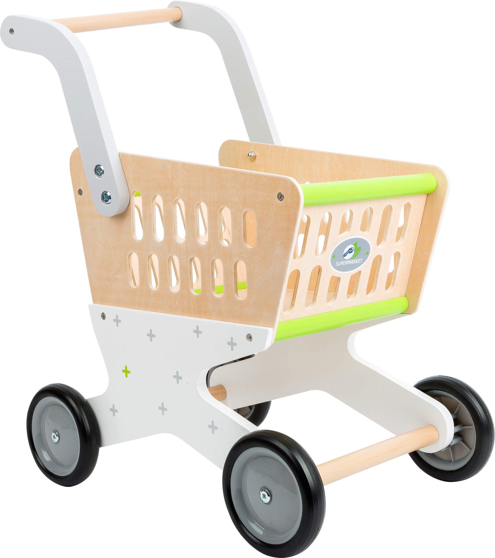 small foot 11161 Wooden shopping trolley, accessory for shop and role play, from 3 years old