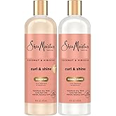 SheaMoisture Coconut & Hibiscus Curl & Shine Shampoo & Conditioner for Bouncy Curls, Frizz Control, 16 Oz Ea