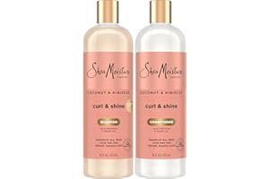 SheaMoisture Coconut & Hibiscus Curl & Shine Shampoo & Conditioner for Bouncy Curls, Frizz Control, 16 Oz Ea