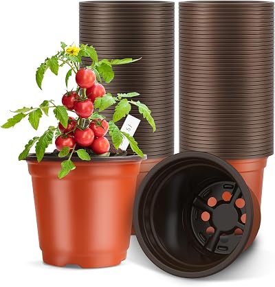 PEYOU 100 Pcs Plant Pots with 100 Labels 4 Inch Seedling Nursery Pots