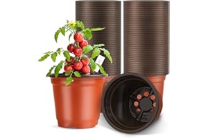 PEYOU Nursery Pots 100 Pack 4" Plant Pots with 100PCS Plant Labels, Upgrade Version Thicken 0.3mm Nursery Pots for Plants, Reusable Seed Starter Pots for Seedlings Transplanting