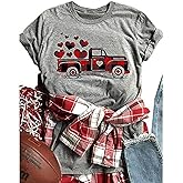 Valentines Shirts for Women Retro Candy Heart Printed Short Sleeve Casual Graphic Tee Tops
