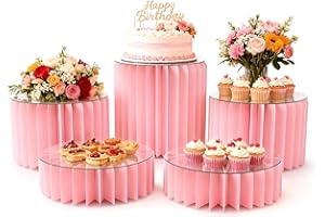 DaJi-U 5 Pcs Buffet Risers Food Display Risers for Party Buffet Table, Dessert Table Display Set Cake and Cupcake Stand Combo