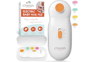 Cherish Baby Care Baby Nail Trimmer Electric - Automatic Safety Stop, BPA-Free & Safety-Tested Electric Nail File Baby, Includes 4 File Pads, 0-12+ Months