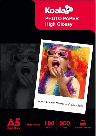 Koala Inkjet Photo Paper A5 210x148mm Glossy 100 Sheets 200 GSM