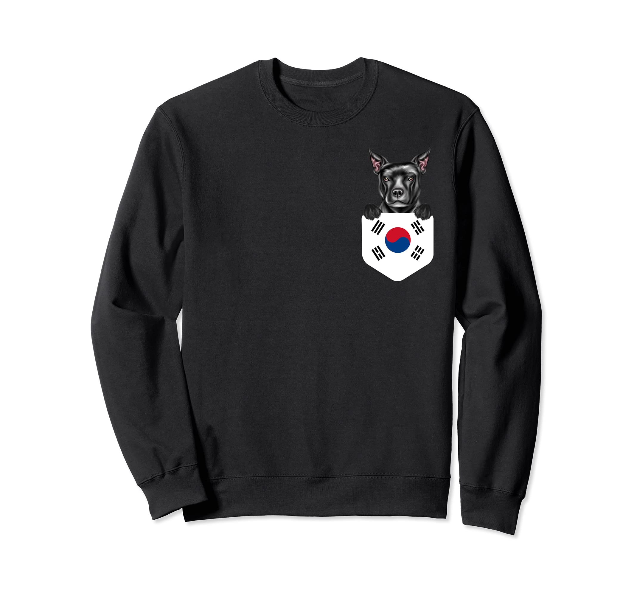 South Korea Flag Staffordshire Bull Terrier Dog In Pocket Sweatshirt