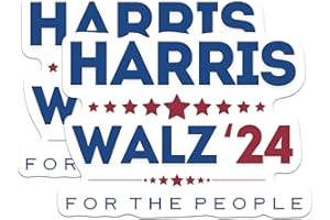BLISS MONKEY CO. (2 Pack) Harris Walz 2024 Election Stickers - Kamala Harris and Tim Waltz '24 Election - 5 Inches On Longest Side - Premium Quality Vinyl - Made in USA - HW009