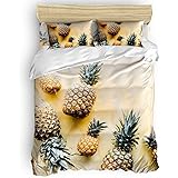 PartyShow 4 Piece Bed Sets California King, Natural Tropical Fruits on The Beach Bedroom Comforters Cover Bed Sheet with 2 PC