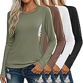 Sweetyweee 4 Pack Women's Nursing Breastfeeding Tops, Long Sleeve Maternity Shirts Loose Fit Hidden Zipper Pregnancy Clothes