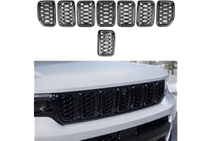 SPORTULI 8PCS Glossy Black Honeycomb Mesh Front Grill Inserts Replace for 2022-2025 Jeep Grand Cherokee WL and 2021-2025 Grand Cherokee L Laredo/Altitude/Limited/4xe, Not for Others Model