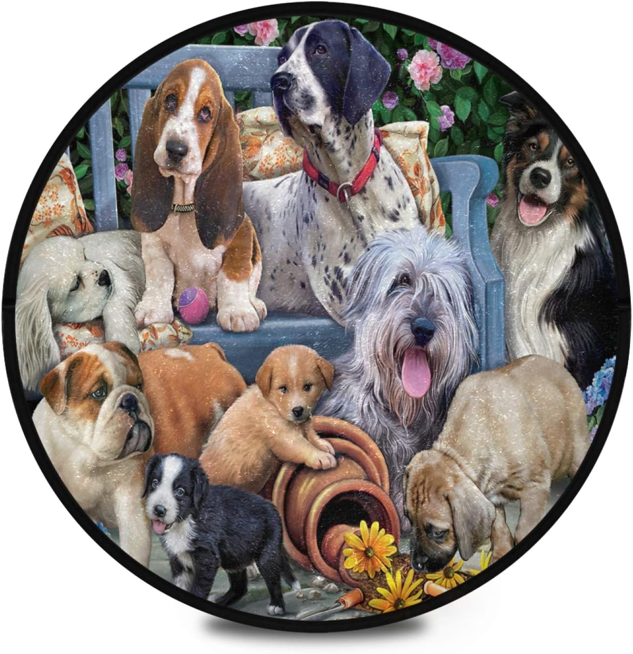 Amazon.com: Round Area Rug Animal Dog Cute Non Slip Doormat Floor Mats