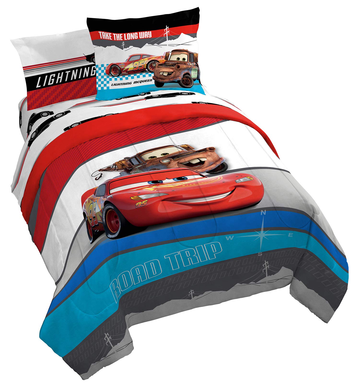 Photo 1 of Jay Franco Disney Pixar Cars Racing Machine 7 Piece Queen Bed Set - Includes Comforter & Sheet Set - Bedding Features Lightning McQueen - Super Soft Fade Resistant Microfiber