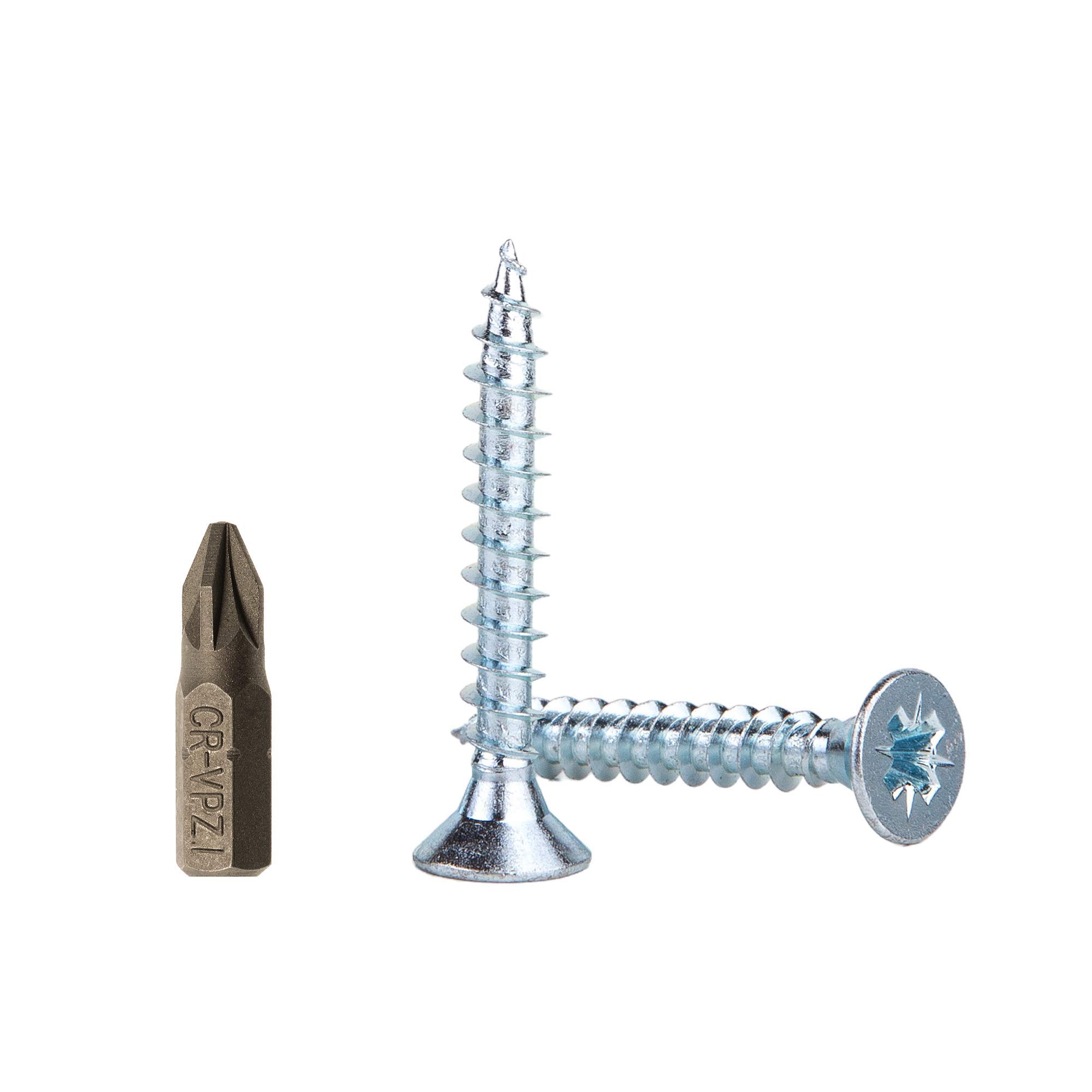 Marcopol (Pack of 100) Zinc Plated Steel Wood Screws, 3.5 x 25 mm, Pozi-drive Head, Countersunk, Chipboard Screws