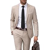 YND Men's 2 Piece Suit with Tie, Slim Fit Solid Color Jacket and Pants Set | 2 Button Suits for Men, 20+ Colors, Modern Cut Notch Lapel, Ideal for Fathers and Husbands, Prom Party Wedding and Holidays