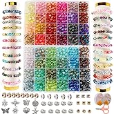 XJRLUK Glass Beads Bracelet Making Kit,1350PCS 48 Colors 8mm Crackle Glass Beads for Jewelry Making, Crystal Glass Round Beads Friendship Bracelet kit for DIY Crafts Gifts