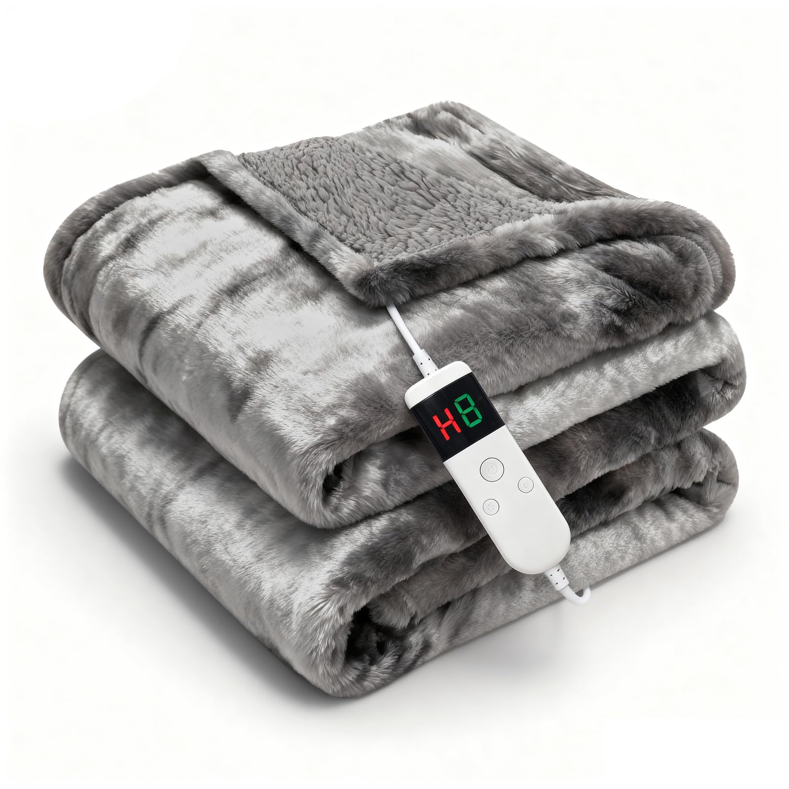 Photo 1 of *NONFUNCTIONING** Cushious Electric Heated Blanket Throw 50''x60''Size Faux Fur Heating Blanket 10 Heating Settings, 1-8h Timer & Overheat Protection, Machine Washable, Soft Flannel and Sherpa Full Body Warmth