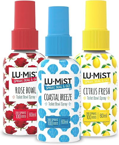 Lu-mist 3 x 60ml Assorted Toilet Bowl Spray Pack Citrus Rose Coastal Breeze