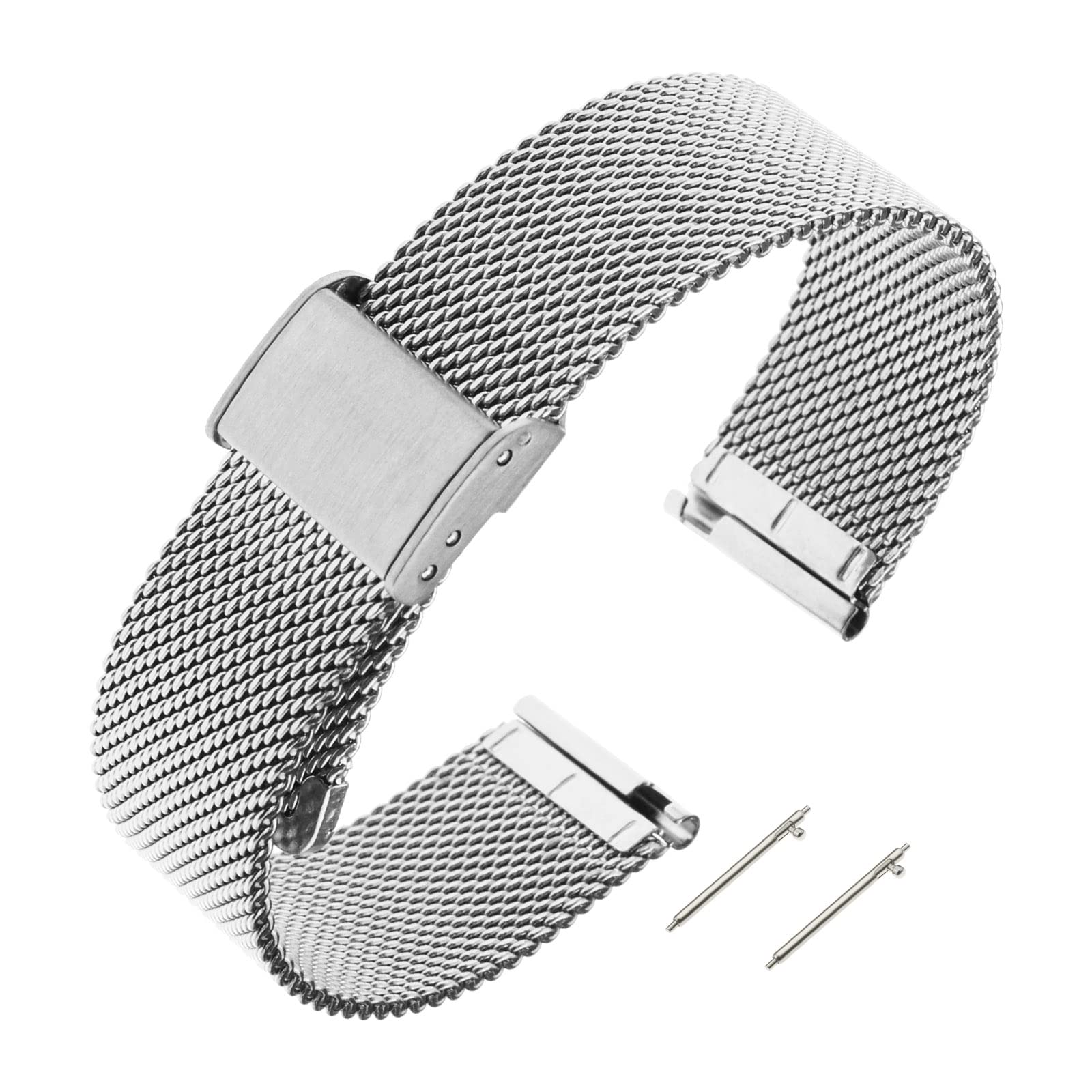 VGOL Watch Strap Replacement Compatible with Garmin Vivoactive 4S / Vivomove 3S / Venu 2S Adjustable Watch Band Metal Wrist Strap 135mm-210mm Silver