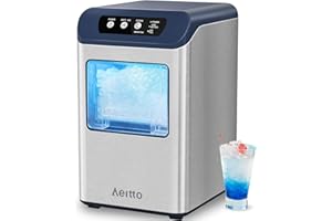 Aeitto Nugget Ice Maker Countertop, 55 lbs/Day, Chewable Ice Maker, Rapid Ice Release in 5 Mins, Auto Water Refill, Self-Cleaning, Stainless Steel Housing Ice Machine