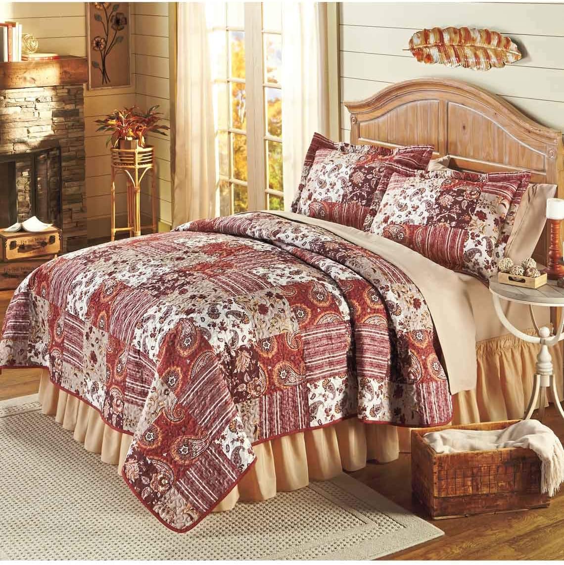 Carol Wright Gifts Gilby Quilt Set, Color Burgundy, Size
