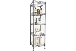 GIOTORENT 5 Tier Standing Shelving Metal Units, Adjustable Height Wire Shelf Display Rack for Laundry Bathroom Kitchen 11.8 W x 11.8 D x 50 H (5-Tier, Black)