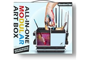 KRYDRUFI Portable All-in-One Modular Painting Station with Paint Brush Cleaner and Holders,Wet Paint Palette Tray with Lid for Miniature Painting and Acrylic Paints - Standard Set