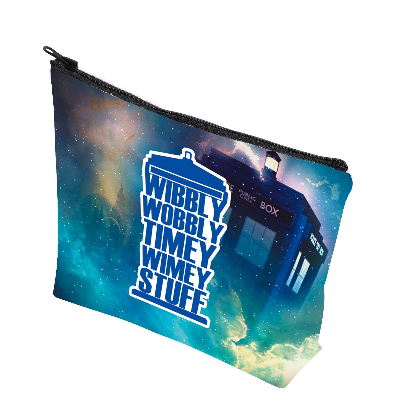 PLITI TV Show Inspired Gifts Doctor Makeup Bag Policeman Box Fan Gift Wibbly Wobbly Timey Wimey Stuff Gift (Wibbly WobblyU)