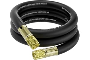 SMZTOOLS 3/8 ID HVAC Vacuum Hose (6 FT), 3/8" to 3/8" SAE Fittings, 800 Psi Working/4000 Psi Burst Pressure, Vacuum Certified High-Flow Hose Compatible with Most Refrigeration & Air Conditioning Equipment