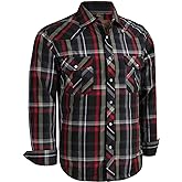 COEVALS CLUB Men's Western Pearl Snap Button Up Casual Cowboy Long Sleeve Two Pockets Work Shirts