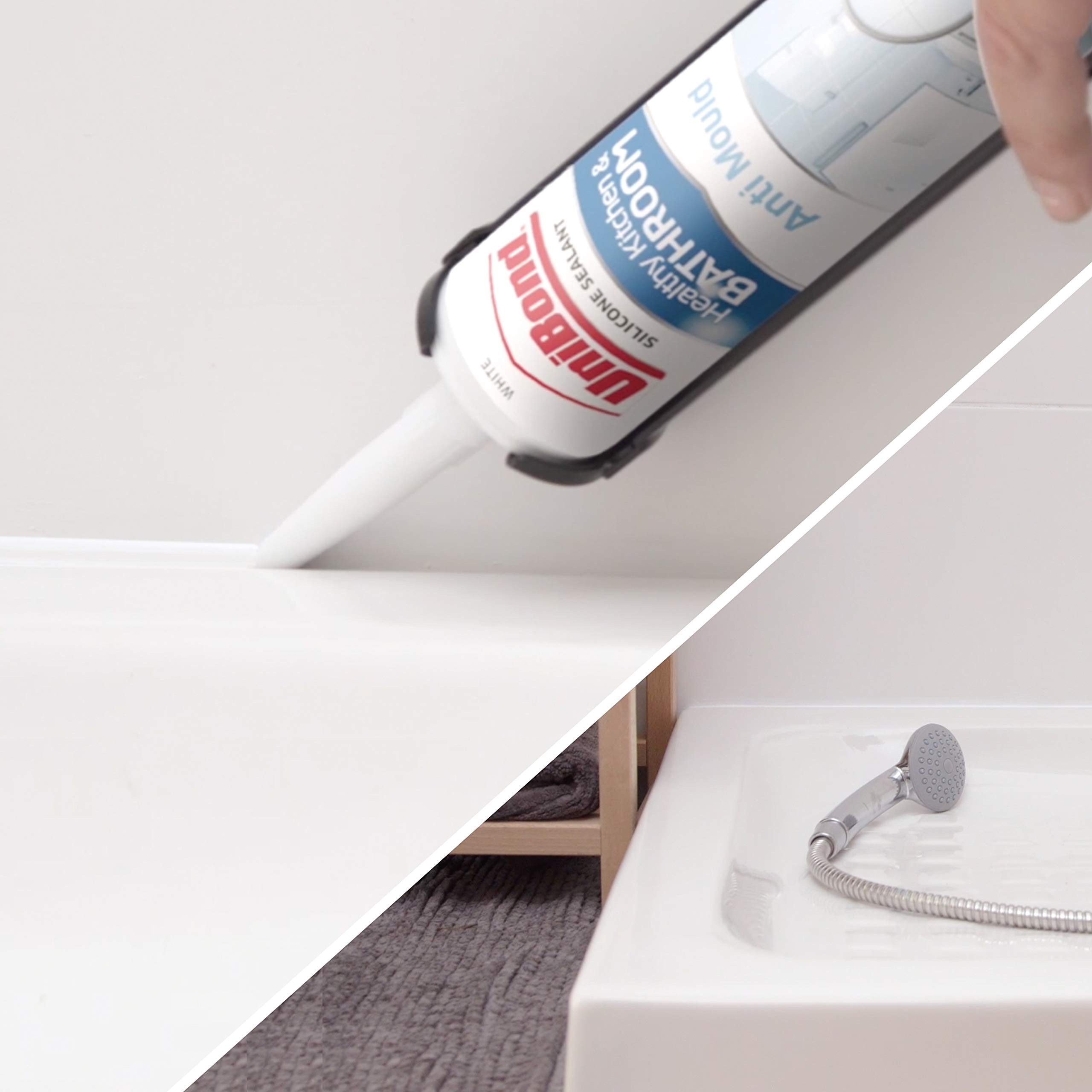 UniBond AntiMould White, Waterproof Mould Protection Kitchen & Bathroom Sealant, Longlasting