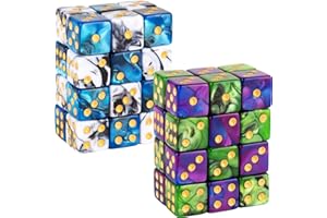 LAMJAM 48 Pieces 12mm Marble D6 Dice Polyhedral 6 Sided Dice Square Corner MTG Dice Set for Table Game RPG DND Tenzi Farkle or Math Learning