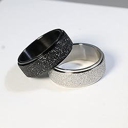 LuckyAmor Men's 8MM Black/Silver/Rainbow Stainless