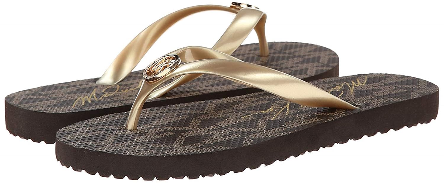 mk gold flip flops