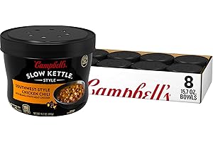 Campbell's Slow Kettle Style Southwest-Style Chicken Chili with Beans and White Meat Chicken, 15.7 oz Microwavable Bowl (Pack of 8)