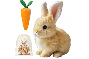 Nenrte B.unny Realistic Bun.ny Toy, Bunny Realistic Bunny-Jumping, Twitching, and Shaking Ears, Bunbi Realistic Bun-ny (Brown)