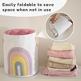 INough Baby Laundry Basket 58L Pink Rainbow Hamper with Drawstring view 5