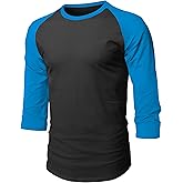 Hat and Beyond Mens Vintage Baseball Raglan 3/4 Sleeve Plain Casual Tee Basic Active T Shirts