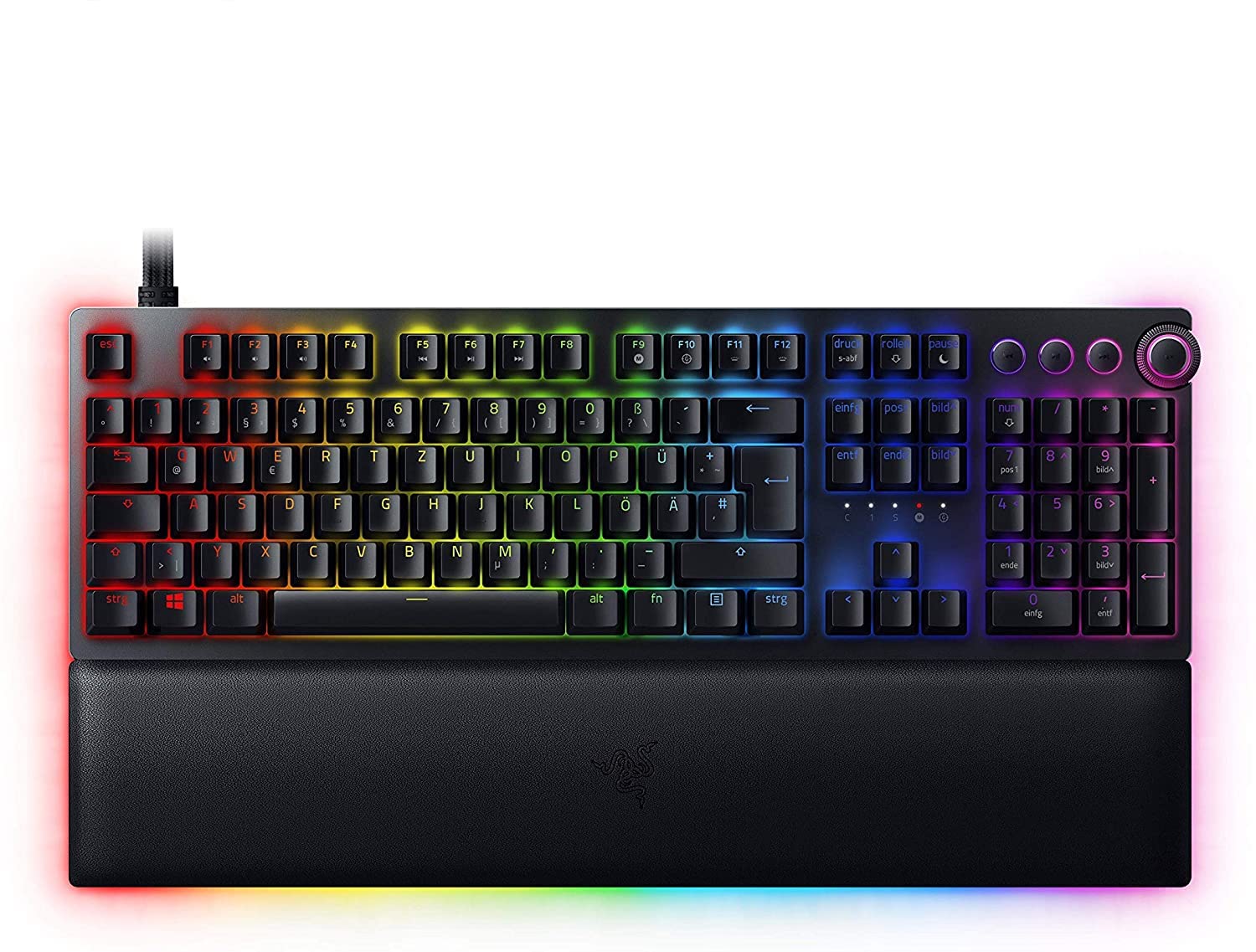 Razer Huntsman V2 Analog - Premium Gaming Keyboard with Analog Optical Switches (Ergonomic Wrist Rest, Digital Rotary Control, 4 Media Keys, RGB Chroma) German Layout | Black