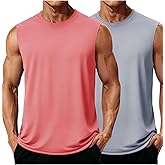 MAGCOMSEN 2 Pack Men's UPF 80+ Tank Tops Quick Dry Workout Gym Sleeveless Muscle Shirts Cooling Summer Beach Swim Shirt