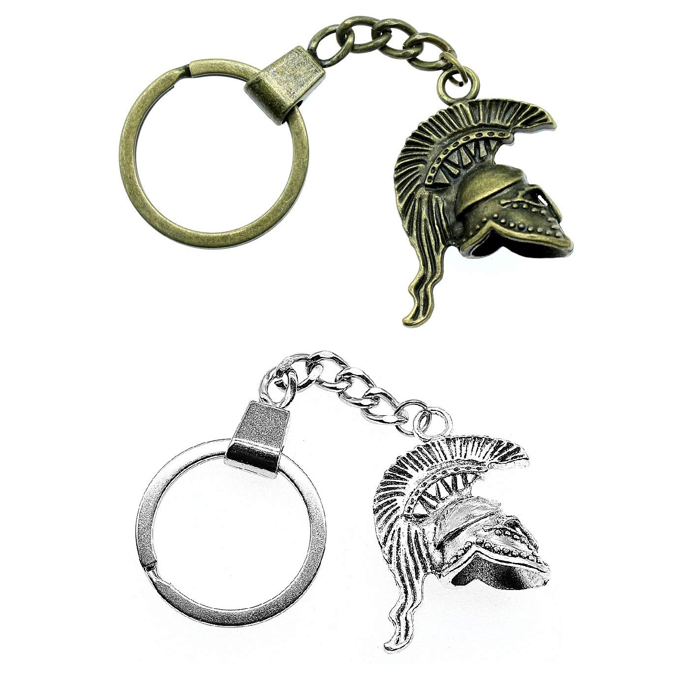 Seraphis Roman Sparta Centurion Helmet SET Bronze Silver Keyring Soldier Keychain 3D Pendant Key Chain History Gift