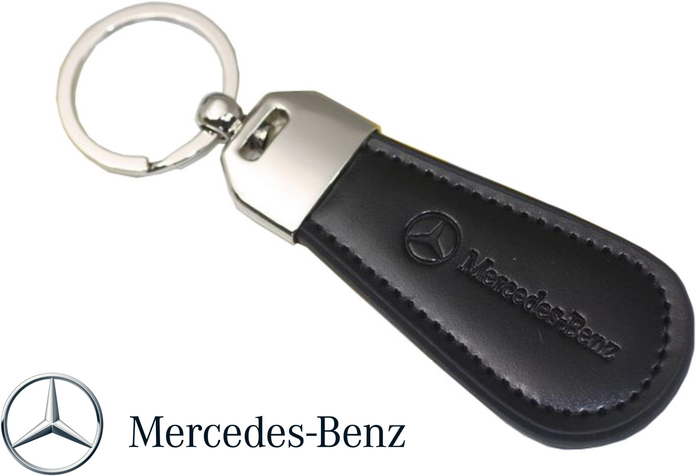 MERCEDES HIGH QUALITY BLACK LEATHER KEYRING FREE GIFT BOX