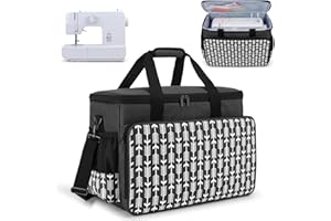 Yarwo Sewing Machine Carrying Case with Thicken Bottom Board, Universal Sewing Machine Tote Compatible with Most Standard Sewing Machine and Accessories, Black with Arrow