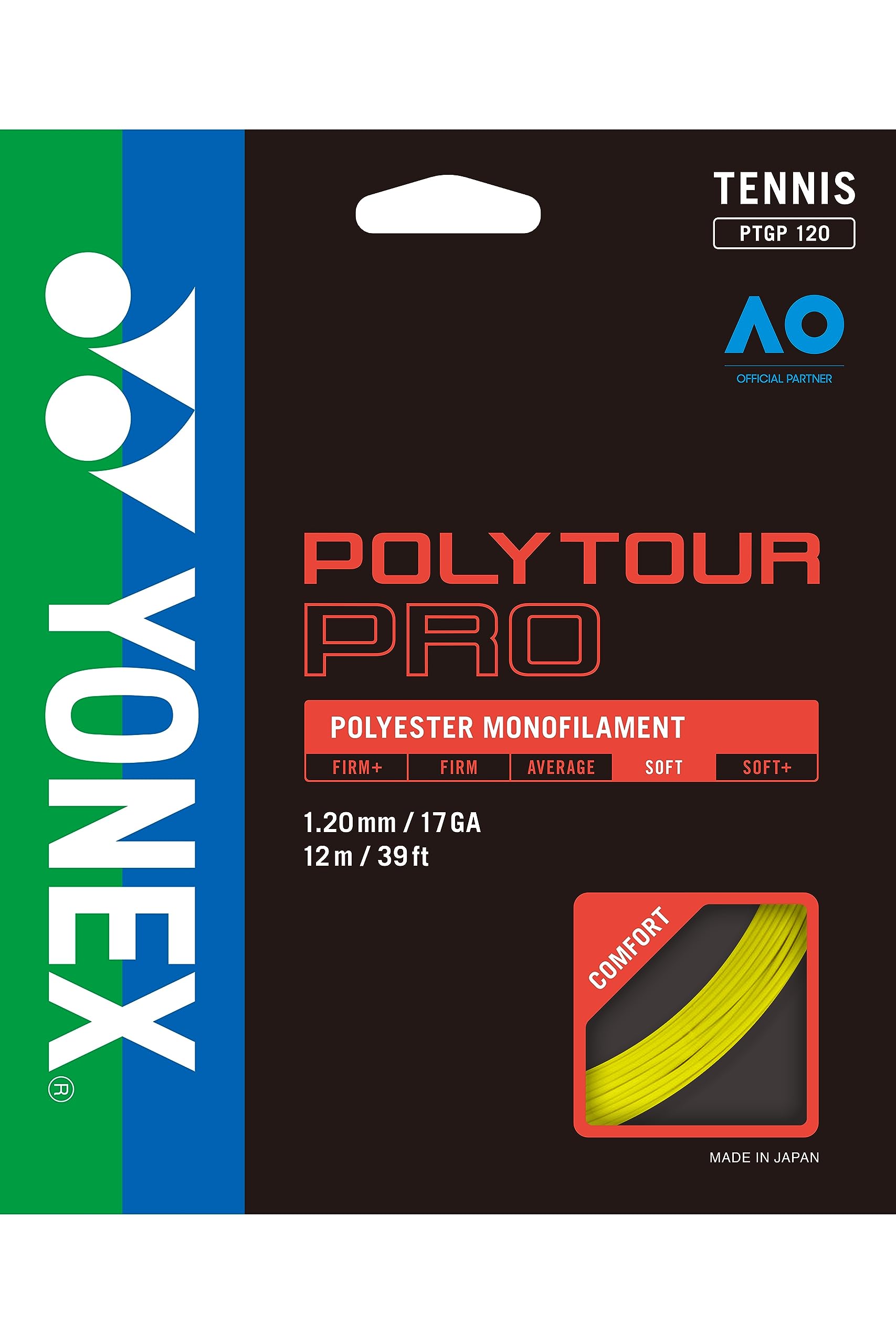 Yonex Poly Tour Pro String Set - Yellow, 1.2 mm