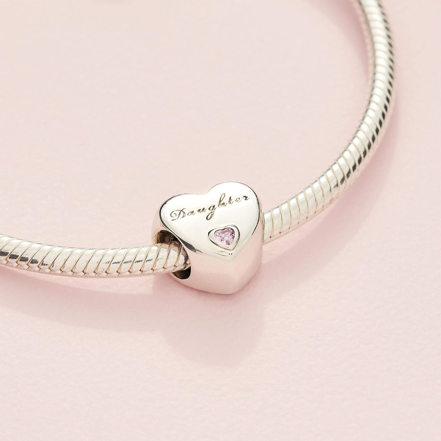 PANDORA Moments Women's Sterling Silver Daughter's Love Cubic Zirconia Bracelet Charm, No Box, 7.3mm x 11mm x 10.5mm - Image 5