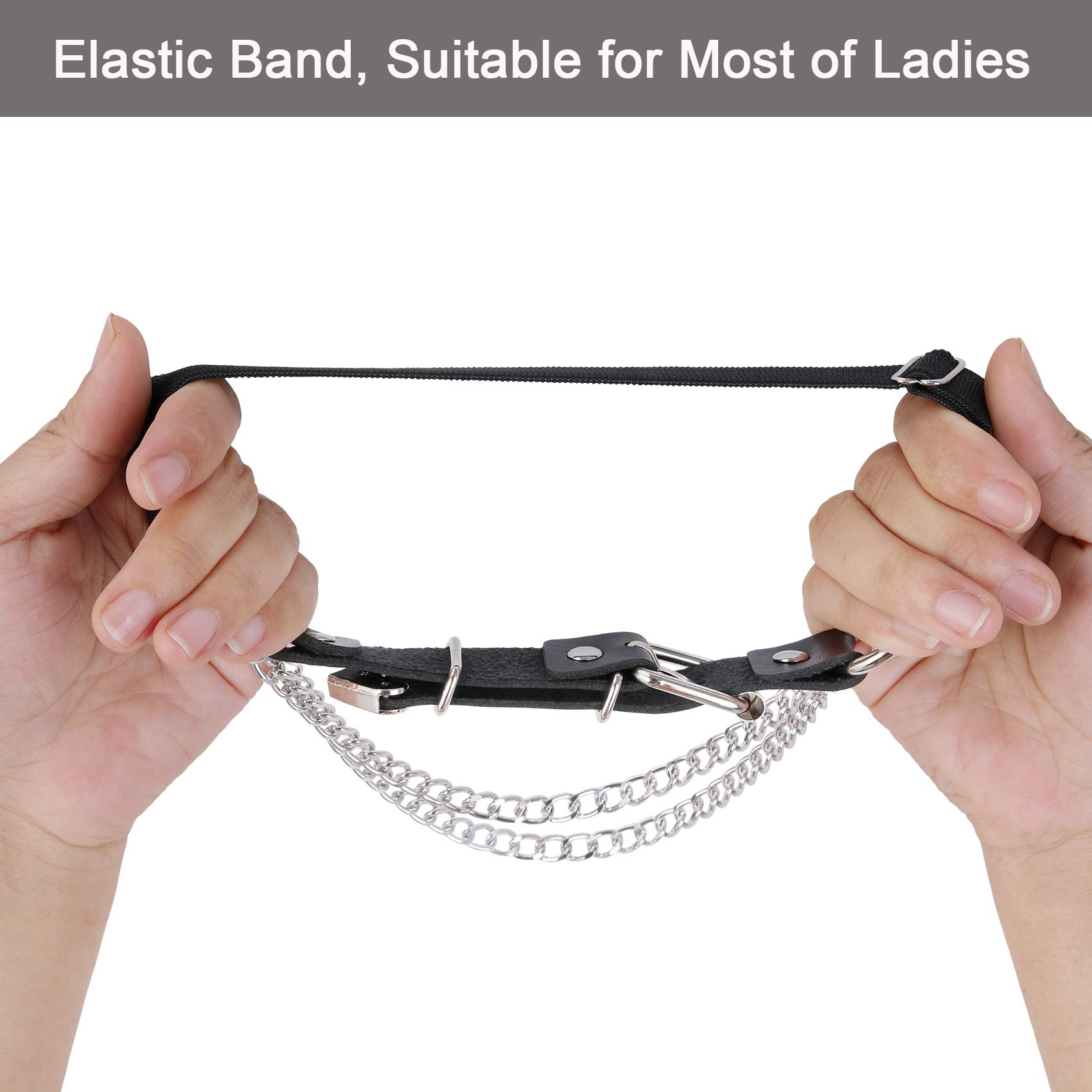 Adjustable Leg Garter with Chains, Elastic Punk Thigh Garters for Women, 1 Pair